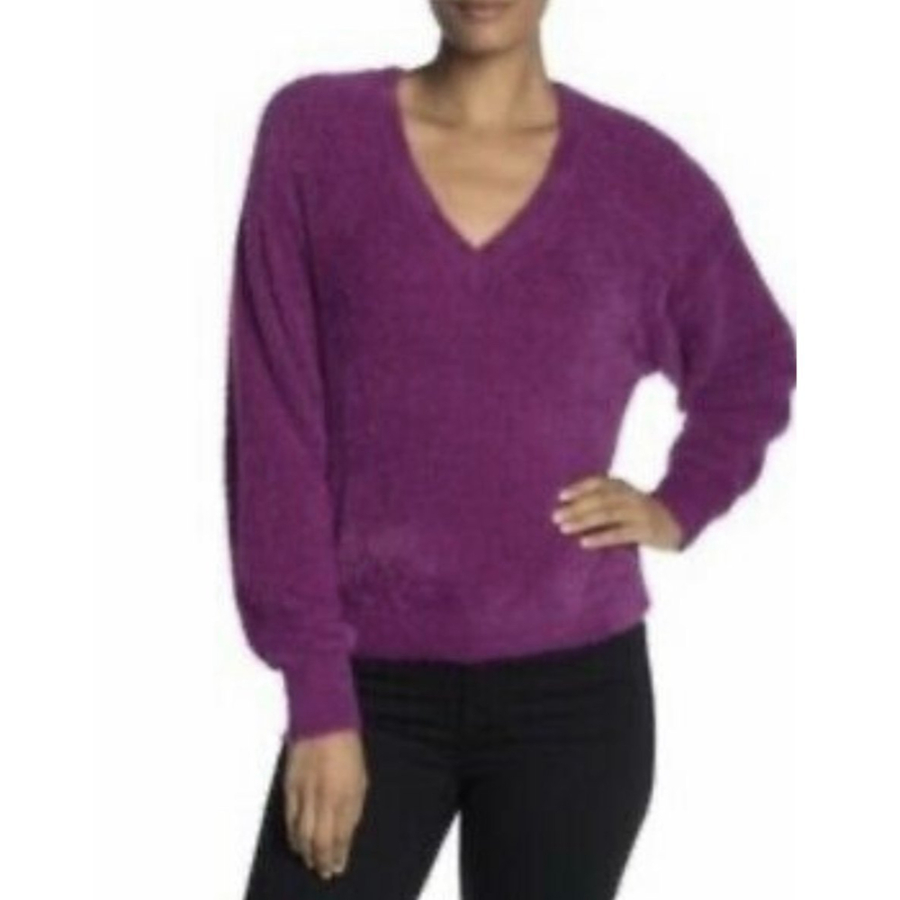 SPLENDID Fuzzy Crop Dolman Magenta Sweater